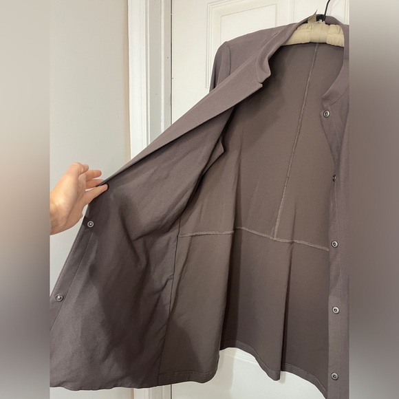 EILEEN FISHER Streetch Crepe Mandarin Collar Jacket Cobblestone Sz M - Picture 11 of 11